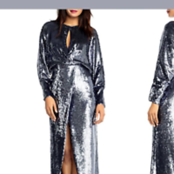 NWT Adian Mattox New Years Eve Full Sequin Silver Blue holiday party dress, 4 - Picture 3 of 6